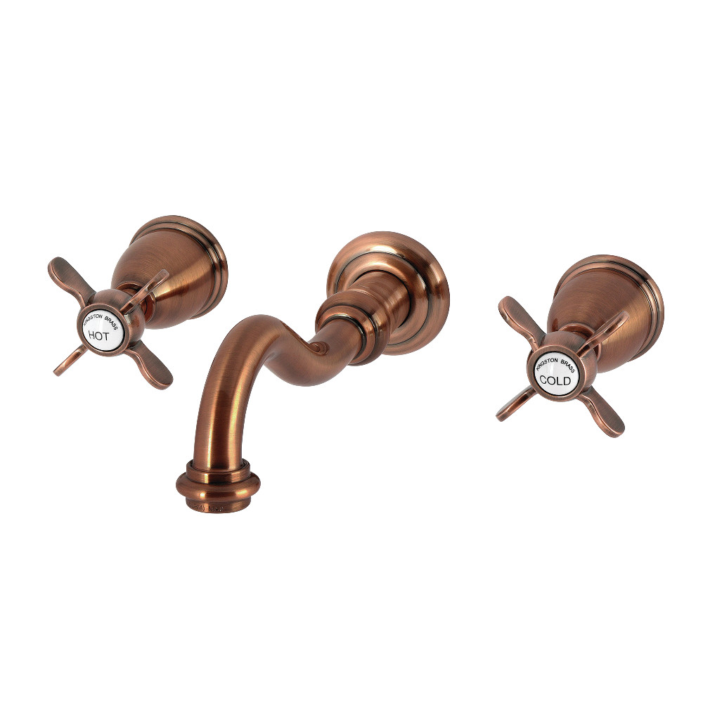 Double Handle Wall Mount Bathroom Faucet, Antique Copper with 8 Finish Options