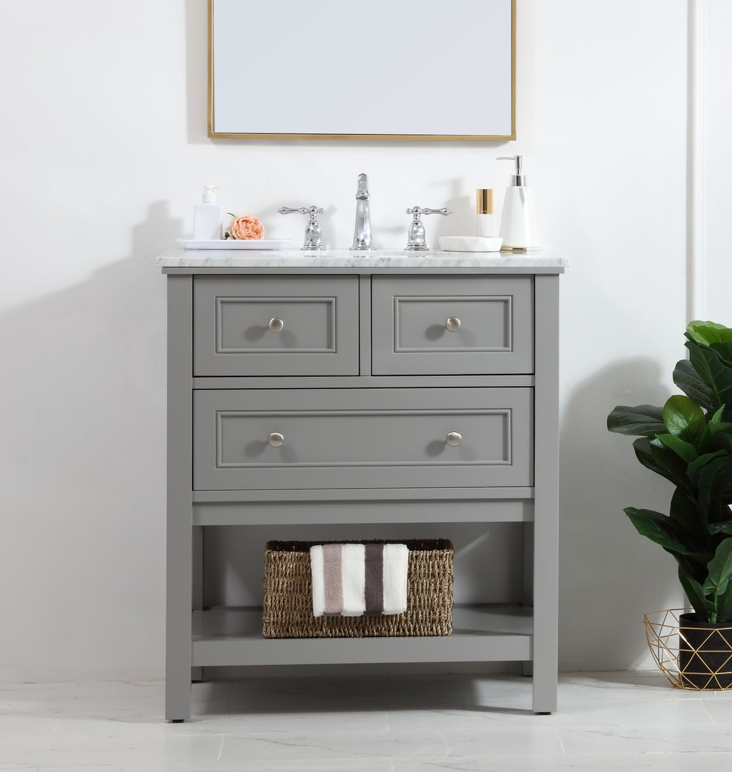 Modern Fitting 30" Single Bathroom Vanity in Grey