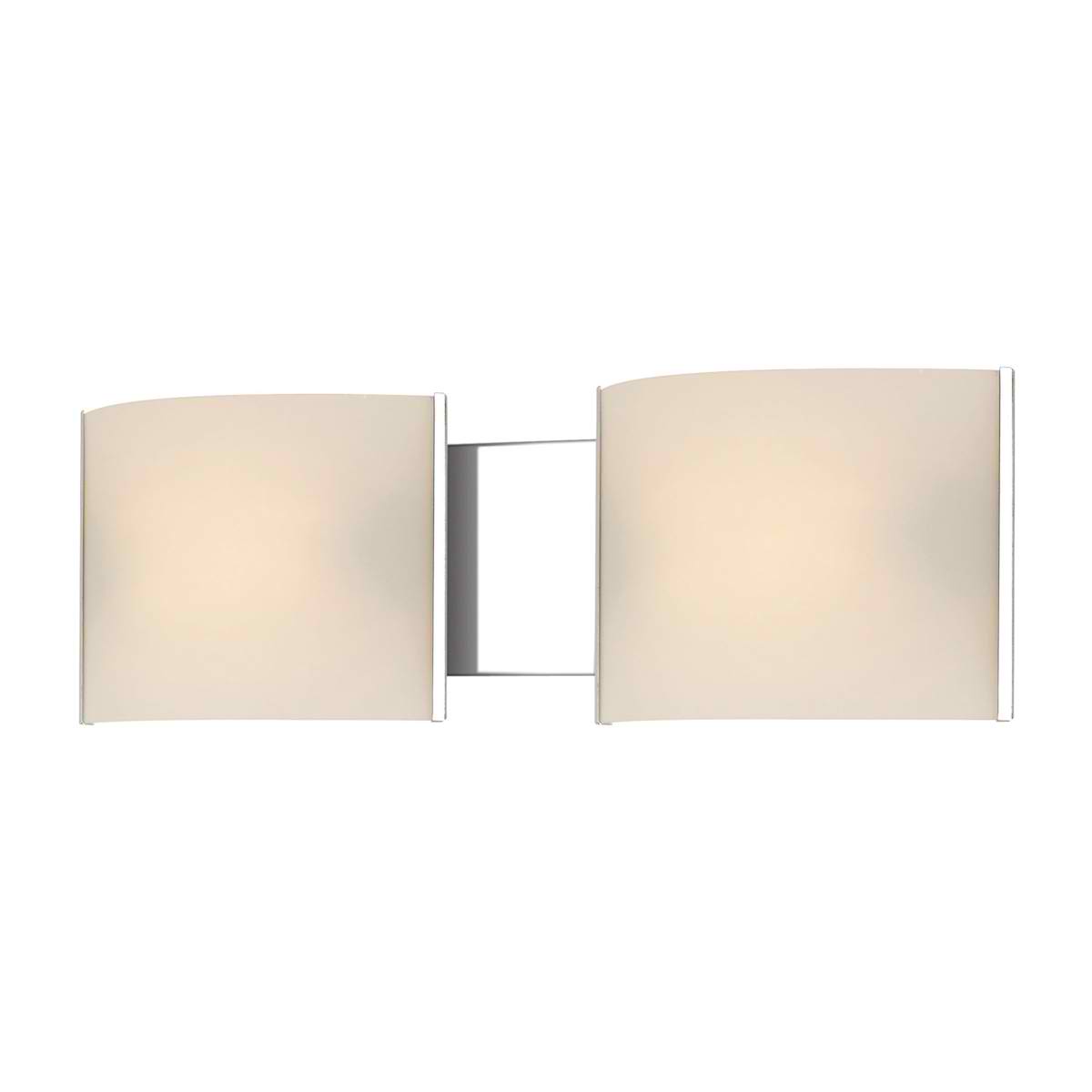 Pannelli Vanity - 2 Light with Lamps. White Opal Glass / Chrome Finish