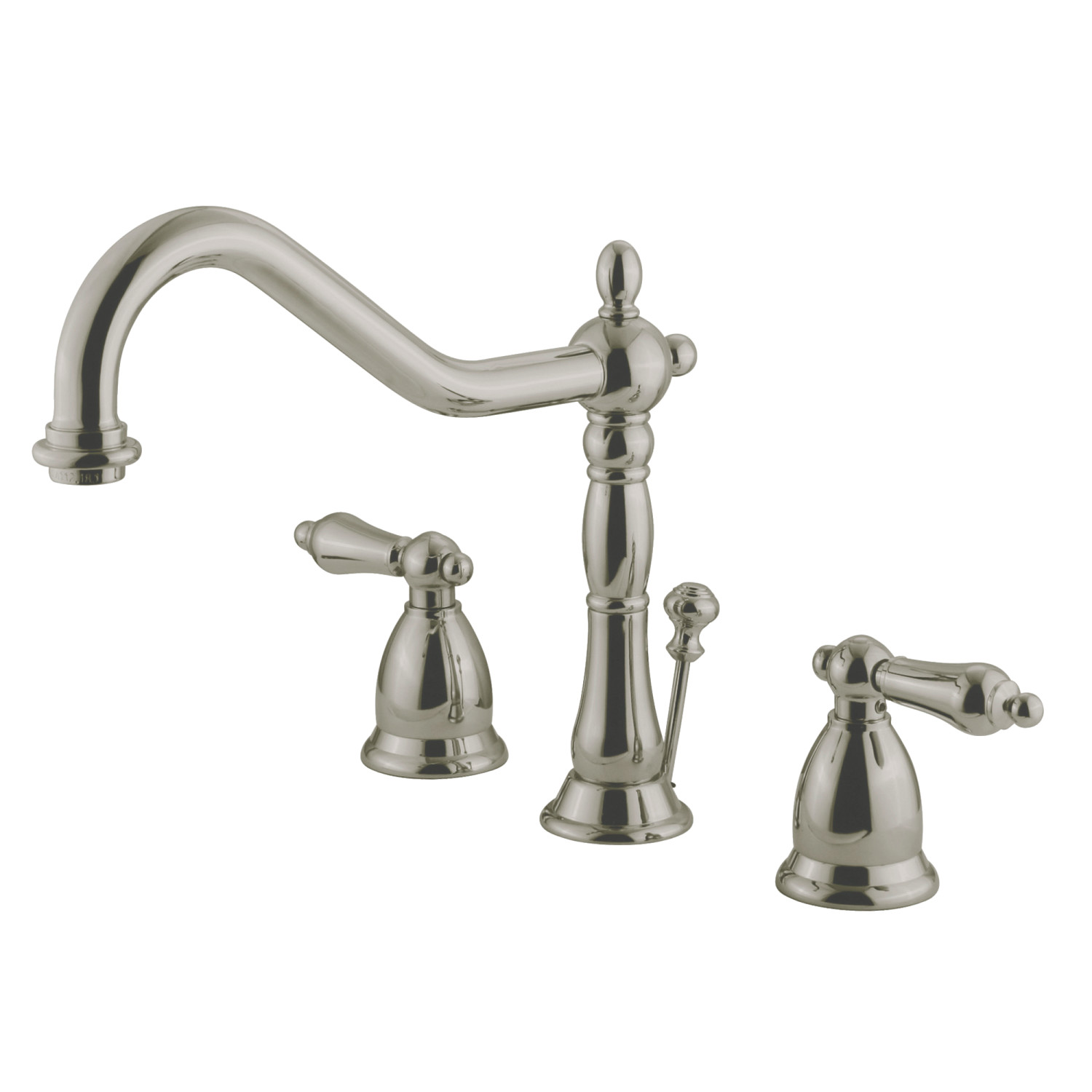 Traditional Two-Handle 3-Hole Deck Mounted Widespread Bathroom Faucet with Brass Pop-Up in Brushed Nickel