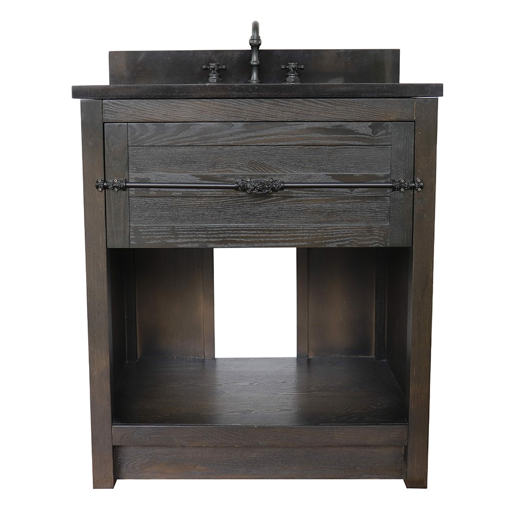 30" Single Vanity in Brown Ash Finish - Cabinet Only with Countertop, Backsplash and Mirror Options