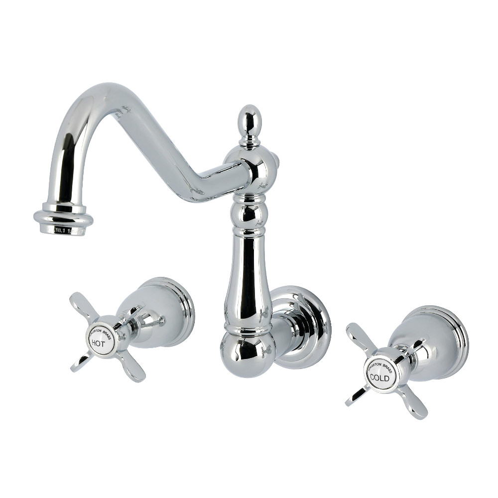 Double-Handle Wall-Mount Kitchen Faucet, Polished Chrome with 7 Finish Options