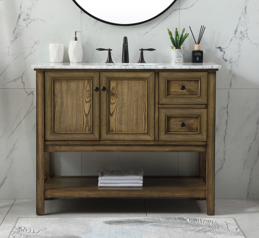Modern Fitting 42" Single Bathroom Vanity in Driftwood Finish