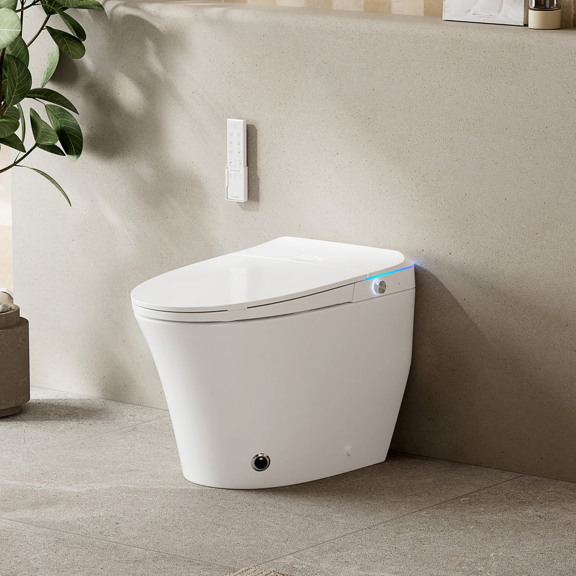 Elongated Smart Bidet Toilet with Clean Foam Shield Splash Proof, Built in Tank, ADA Chair Height, Auto Open & Close, Heated Seat, Dryer & Foot/Men's flush recognition,Child wash, Dual Remote Control