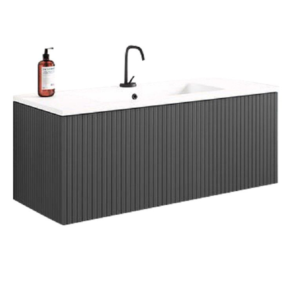 40" Heather Grey Finish Wall Mount Bath Vanity with Linen Cabinet Option Made in Spain