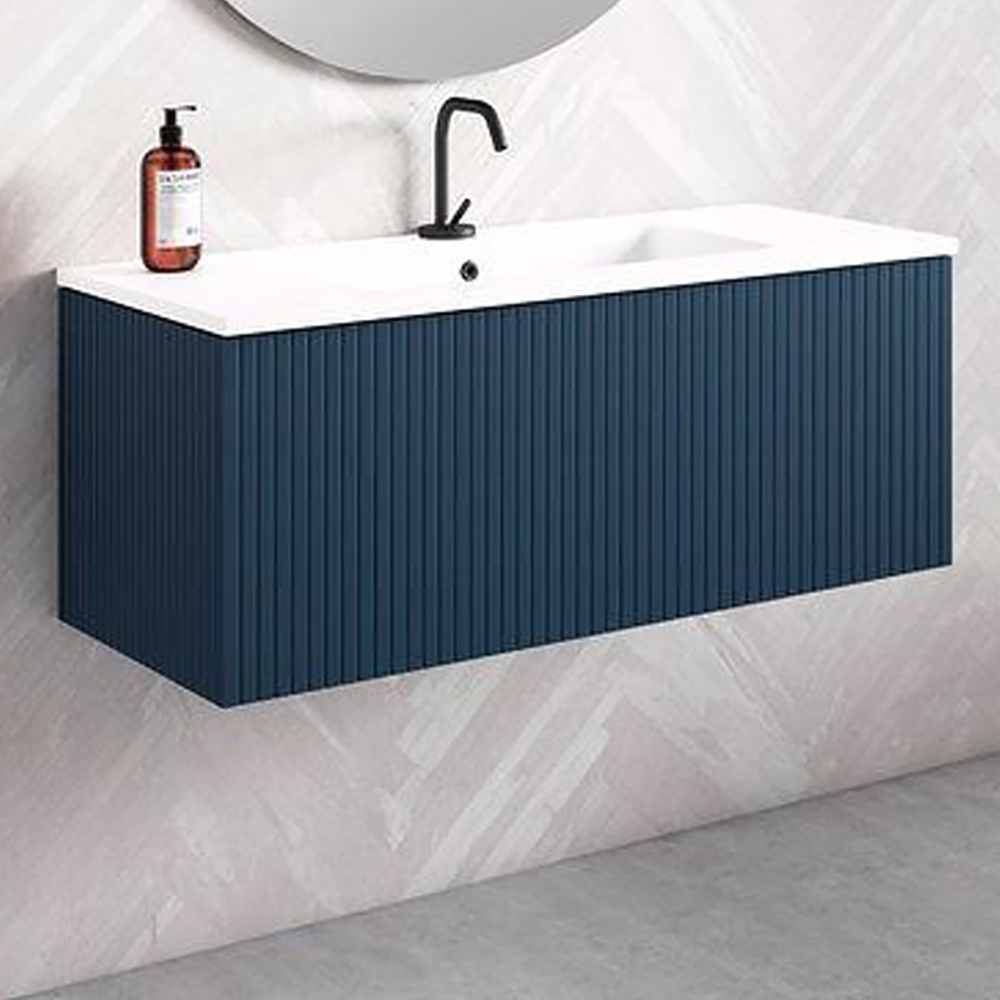 48" Royal Blue Finish Wall Mount Bath Vanity with Linen Cabinet Option Made in Spain