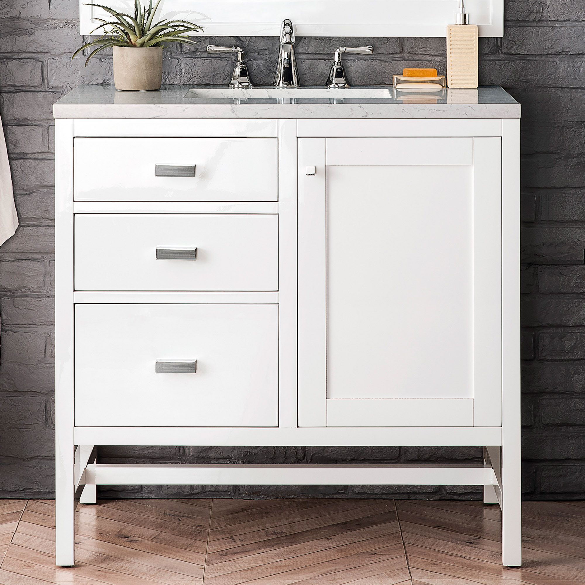James Martin Addison Collection 36" Single Vanity Cabinet (w/Doors), Glossy White