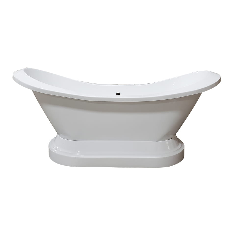 Cambridge Extra Large 73" Acrylic Double Slipper Pedestal Tub, No Faucet Holes