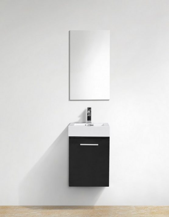 Modern Lux 16" Black Wall Mount Modern Bathroom Vanity