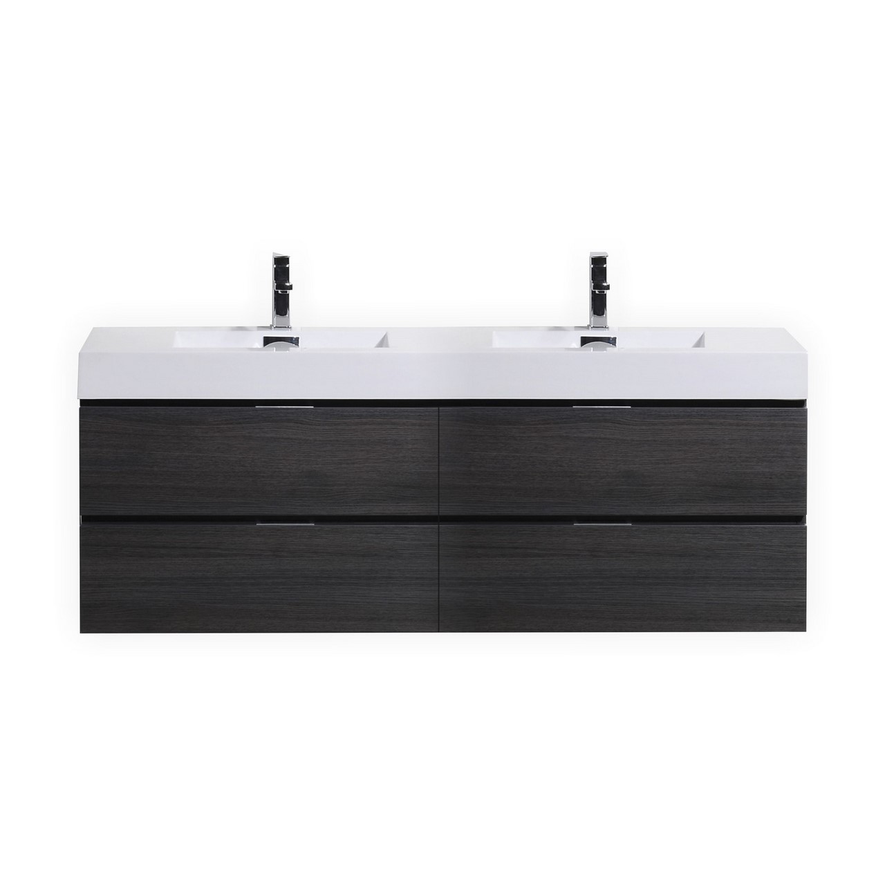 Modern Lux 80" Double Sink Gray Oak Wall Mount Modern Bathroom Vanity