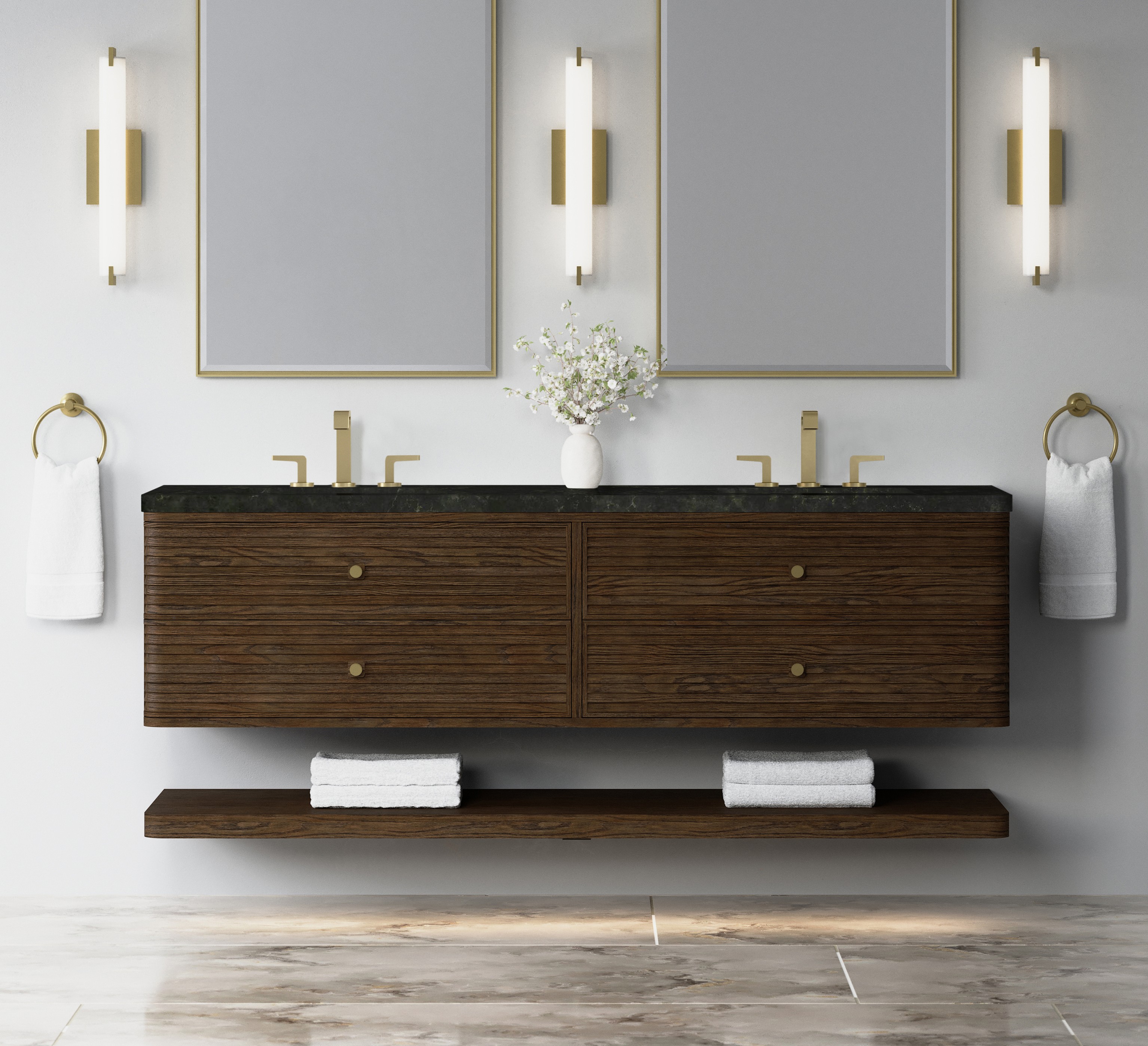 James Martin 72" Double Vanity Cabinet, Sable, Base only with Countertop Options