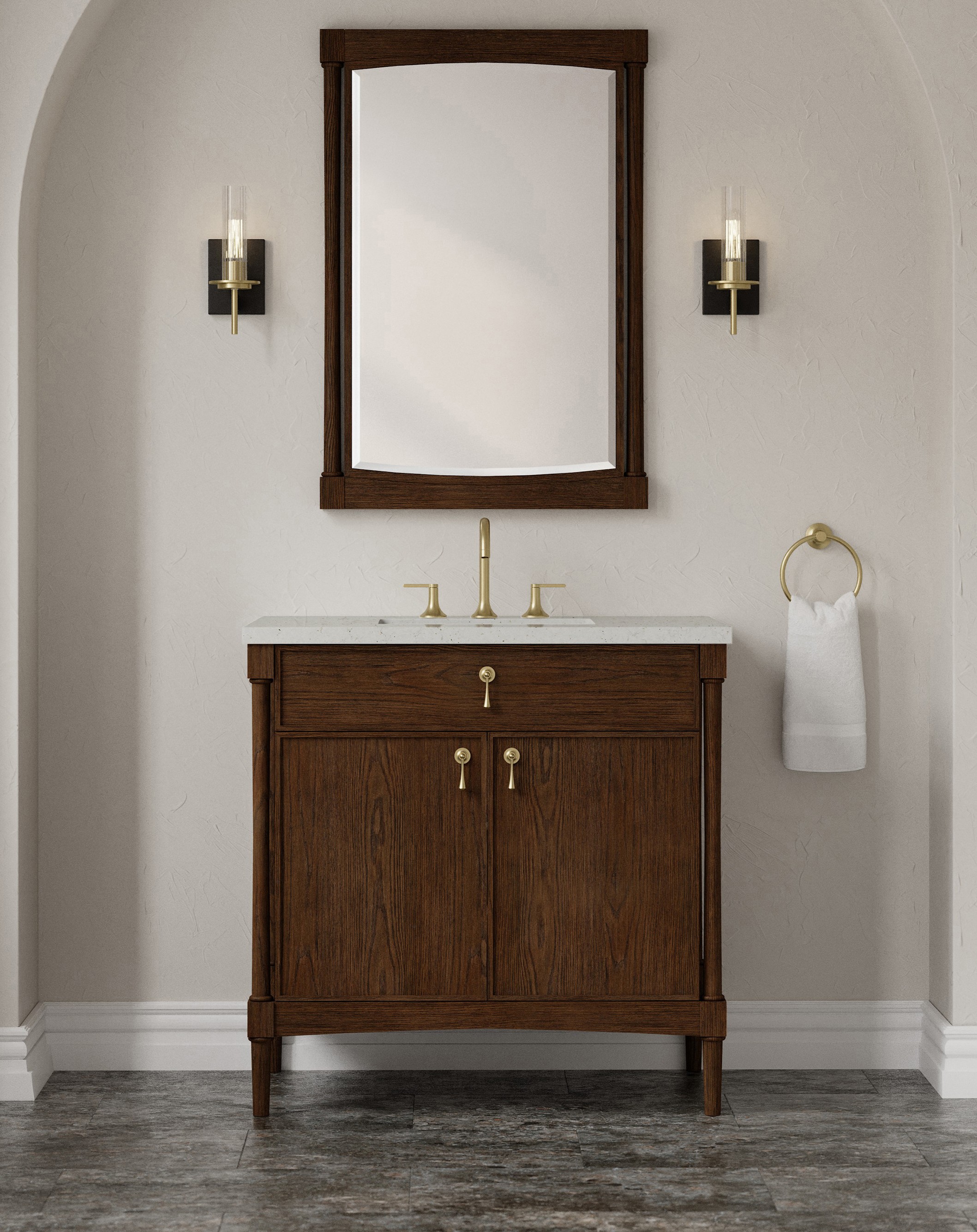 James Martin 36" Single Vanity Cabinet, Sable Oak Finish with Countertop Options and Mirror Option