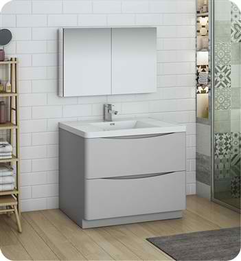 40" Free Standing Modern Bathroom Vanity with Medicine Cabinet, Faucets and Color Options