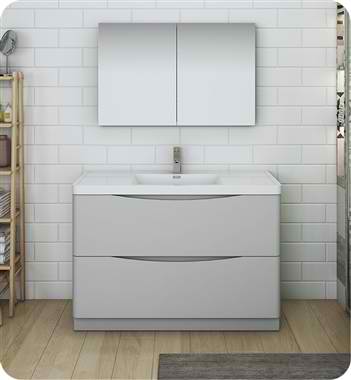 48" Free Standing Double Sink Modern Bathroom Vanity with Medicine Cabinet, Faucets and Color Option