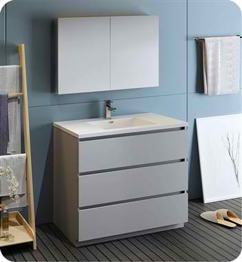 42" Free Standing Modern Bathroom Vanity with Medicine Cabinet, Faucet and Color Options