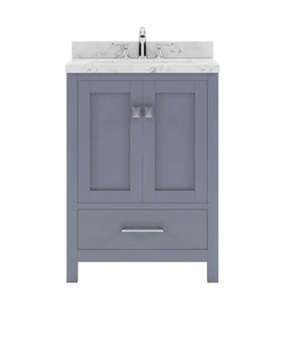 Issac Edwards Collection 24" Single Bath Vanity in Gray with Cultured Marble Quartz Top and Round Sink