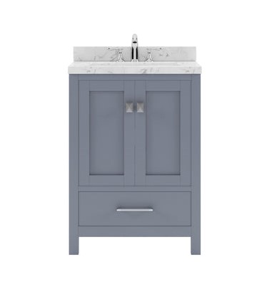 Issac Edwards Collection 24" Single Bath Vanity in Gray with Cultured Marble Quartz Top and Square Sink