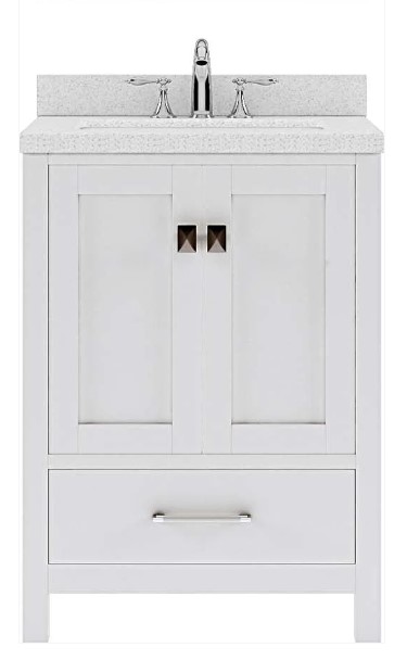 Issac Edwards Collection 24" Single Bath Vanity in White with White Quartz Top and Square Sink