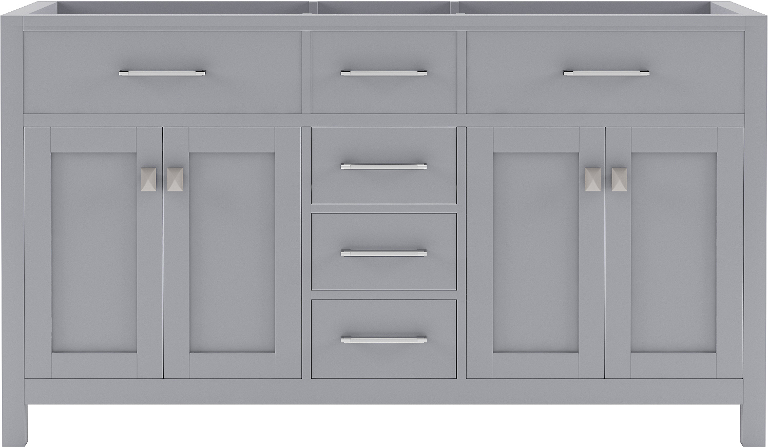 Issac Edwards Collection 60" Double Cabinet Gray with Cultured Marble and White Quartz Top