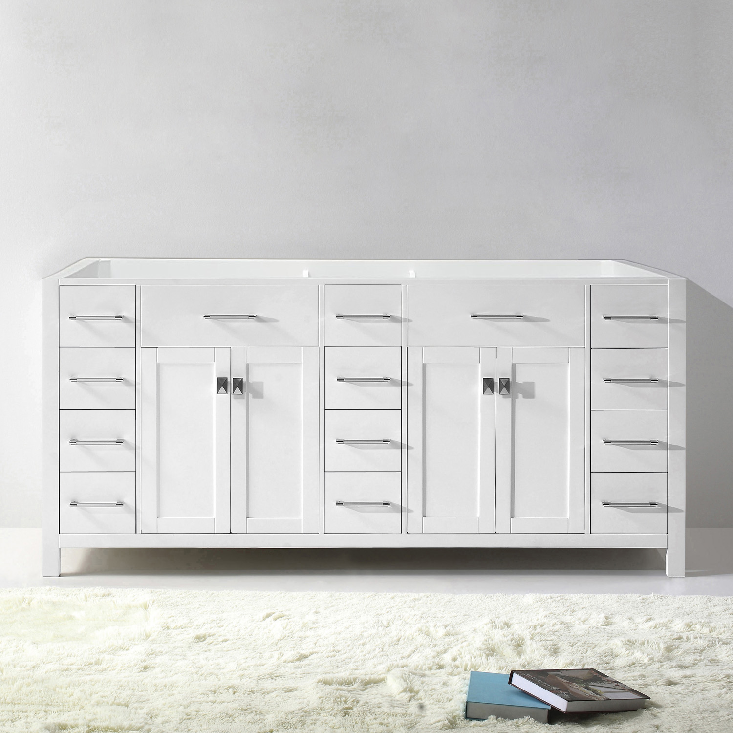 Issac Edwards Collection, 72 Double Cabinet Base in White with 4 Top and Sink options