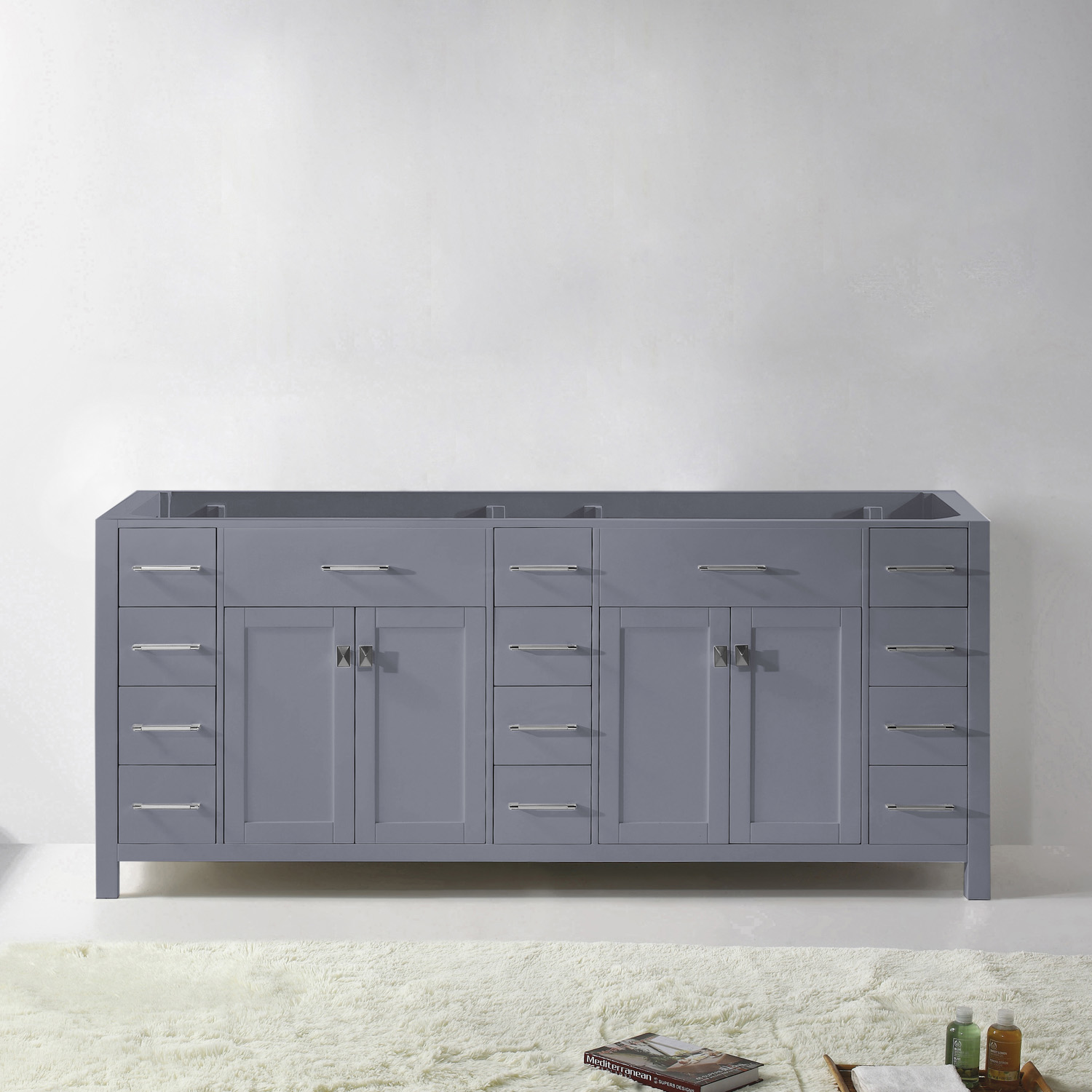 Issac Edwards Collection 78" Double Cabinet in Gray with 4 Top options