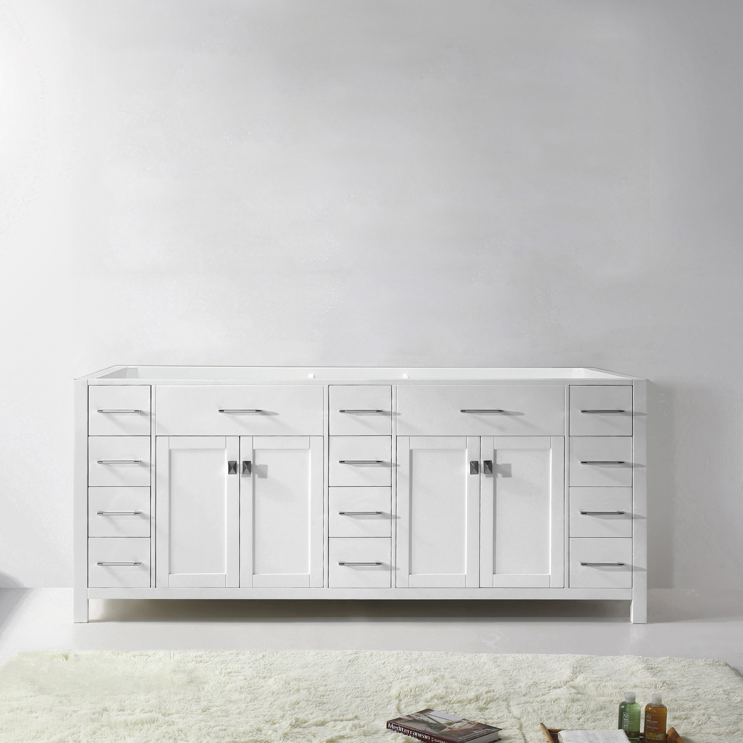 Issac Edwards Collection 78" Double Cabinet in White with 4 Top Options