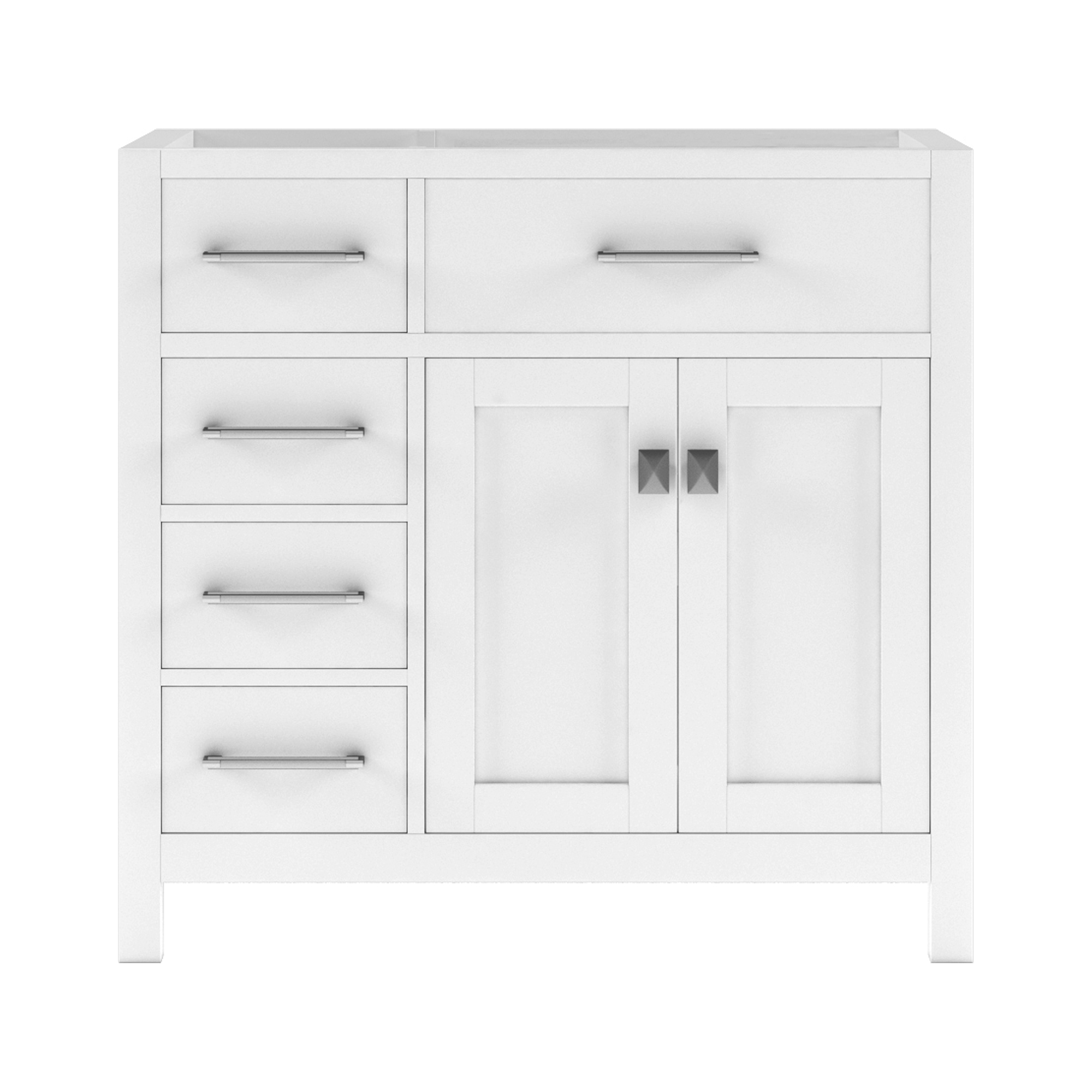 Issac Edwards Collection 36" Single Cabinet in White with 4 Top Options and Round, Square Sink