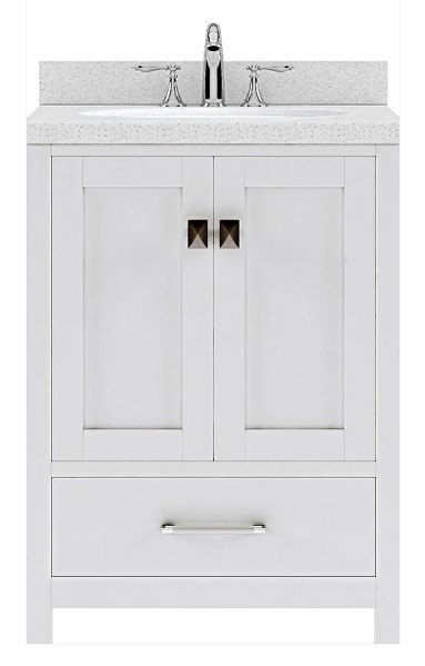 Issac Edwards Collection 24" Single Bath Vanity in White with White Quartz Top and Round Sink