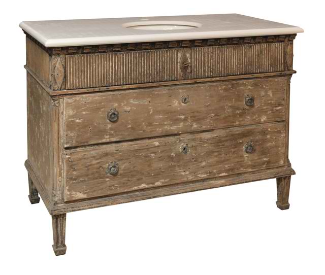 46" Rustic Farmhouse Single Vanity with White Marble Top