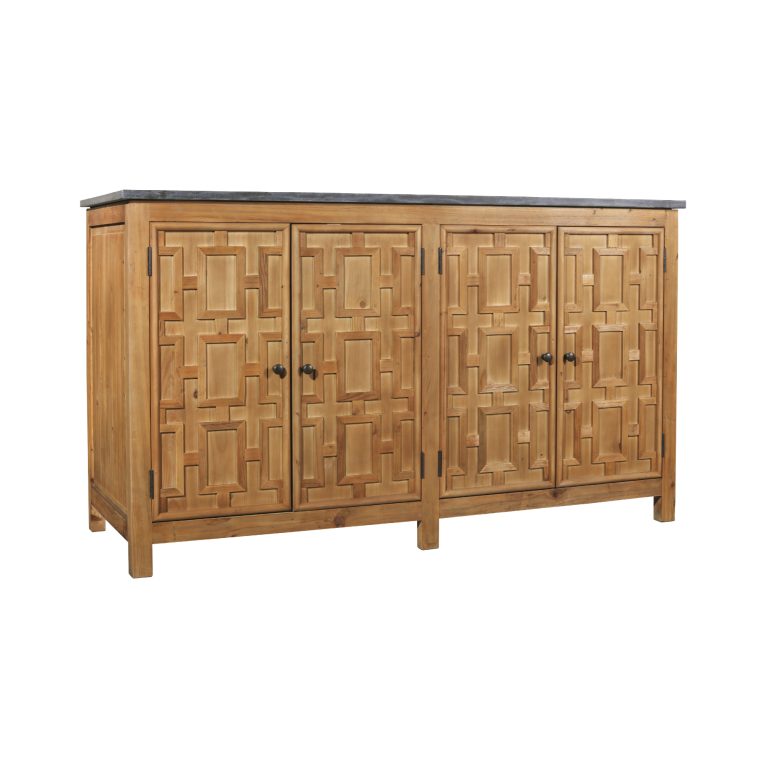 Remi Frank Design 63" Preston Double Bath Vanity with Natural Pine Finish and Natural Asian Blue Stone