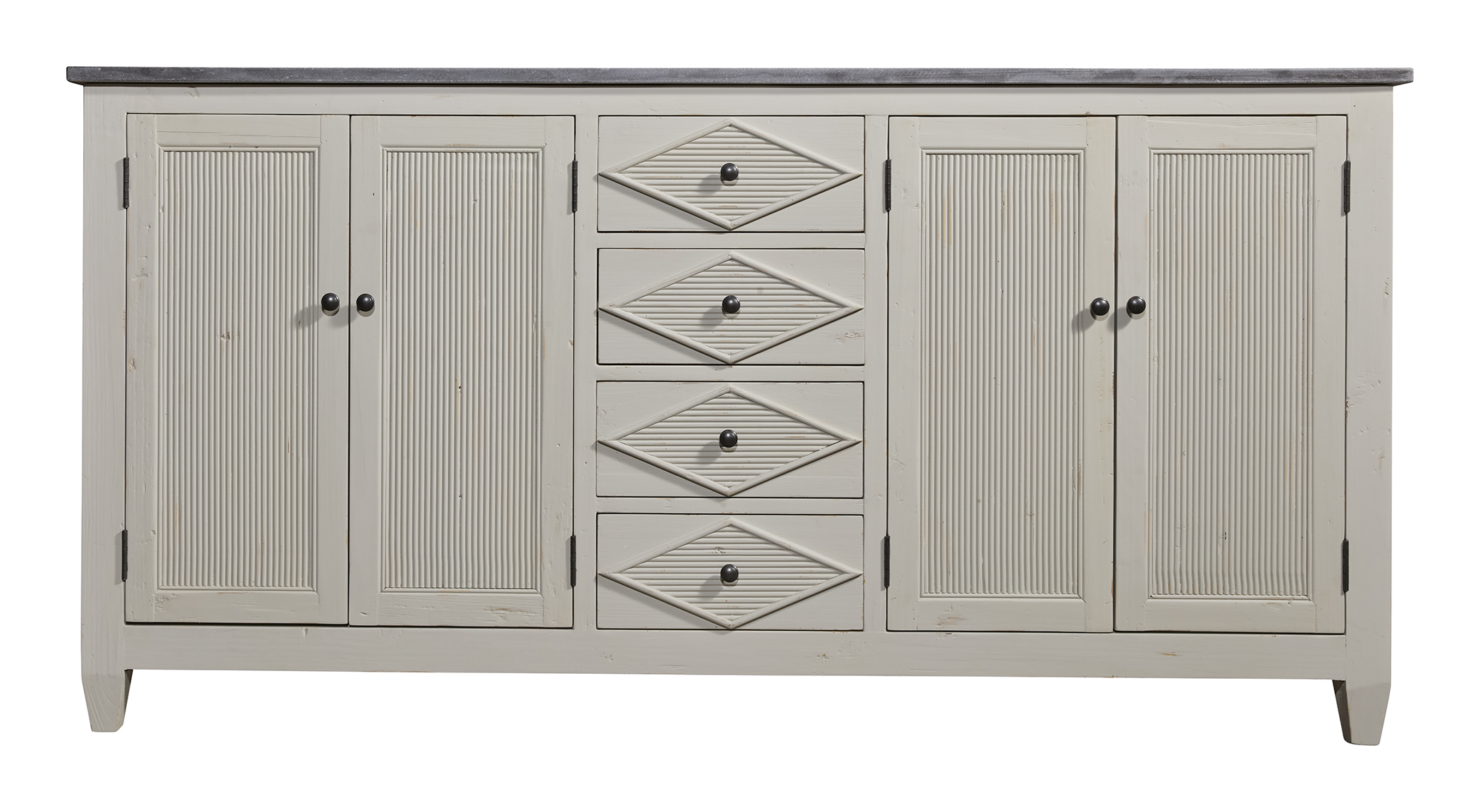 Remi Frank Design 71" Reclaimed Pine Double Swedish Painted Vanity with Blue Stone Top