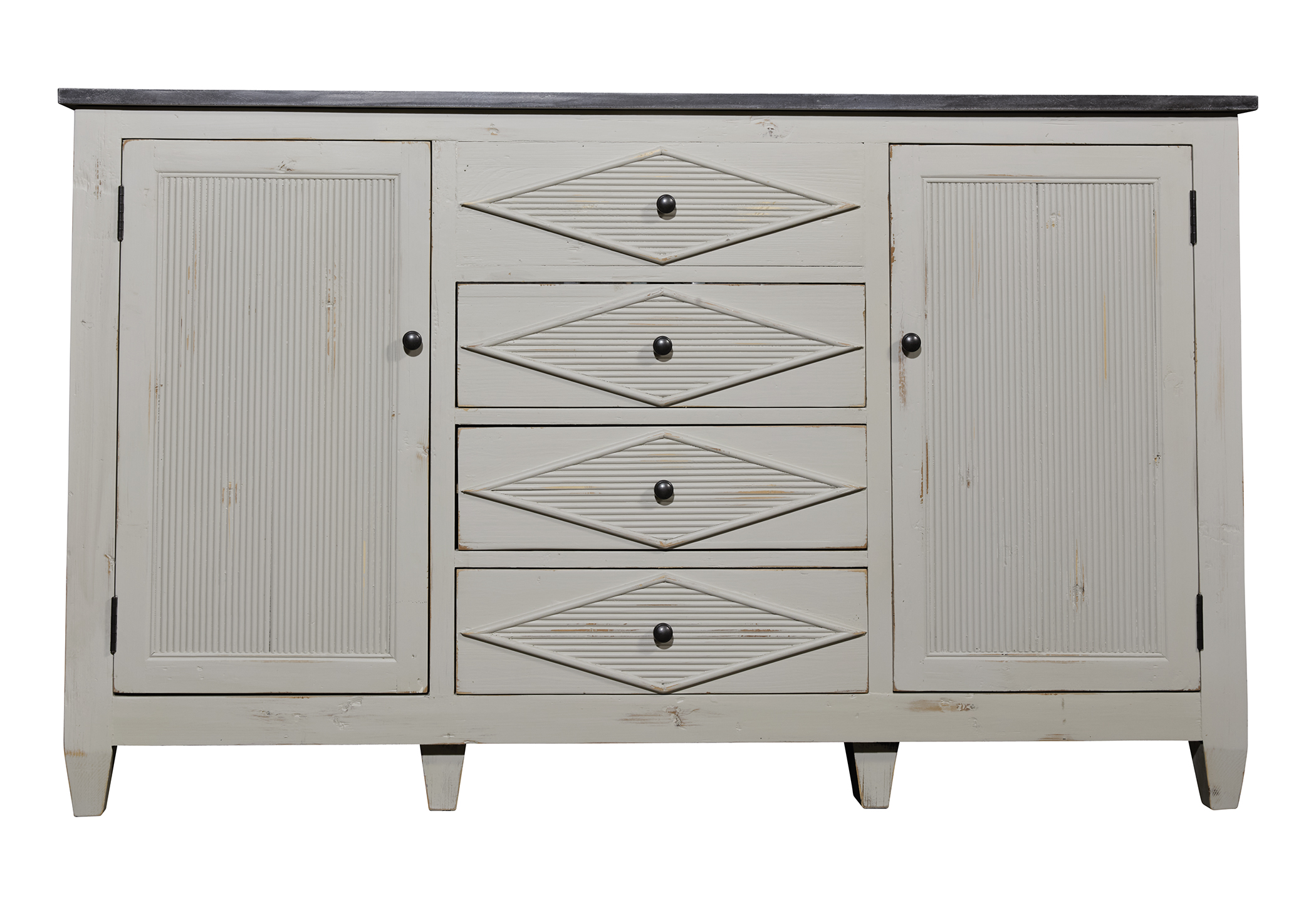 Remi Frank Design 60" Reclaimed Pine Single Swedish Painted Vanity with Blue Stone Top