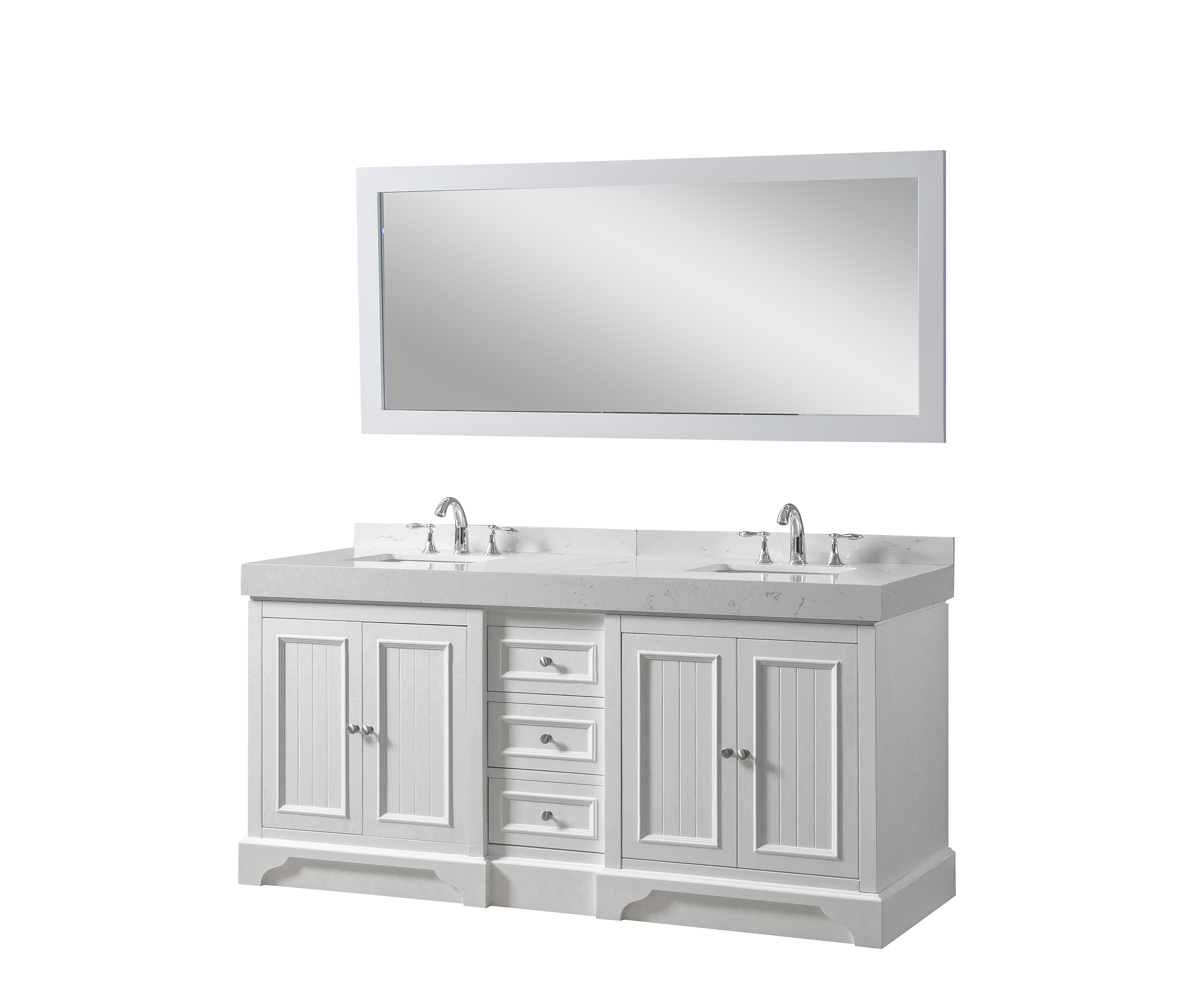Exclusive 72'' Vanity in White with White Culture Marble Top 