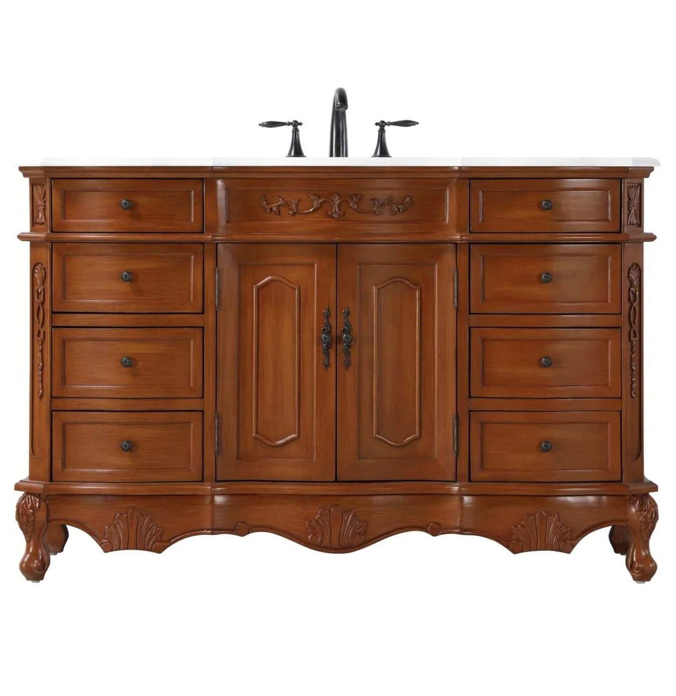 Adelina 54" Single Bathroom Vanity in Antique Teak Finish