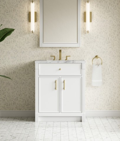 James Martin 30" Single Vanity Cabinet, Bright White with Countertop Options