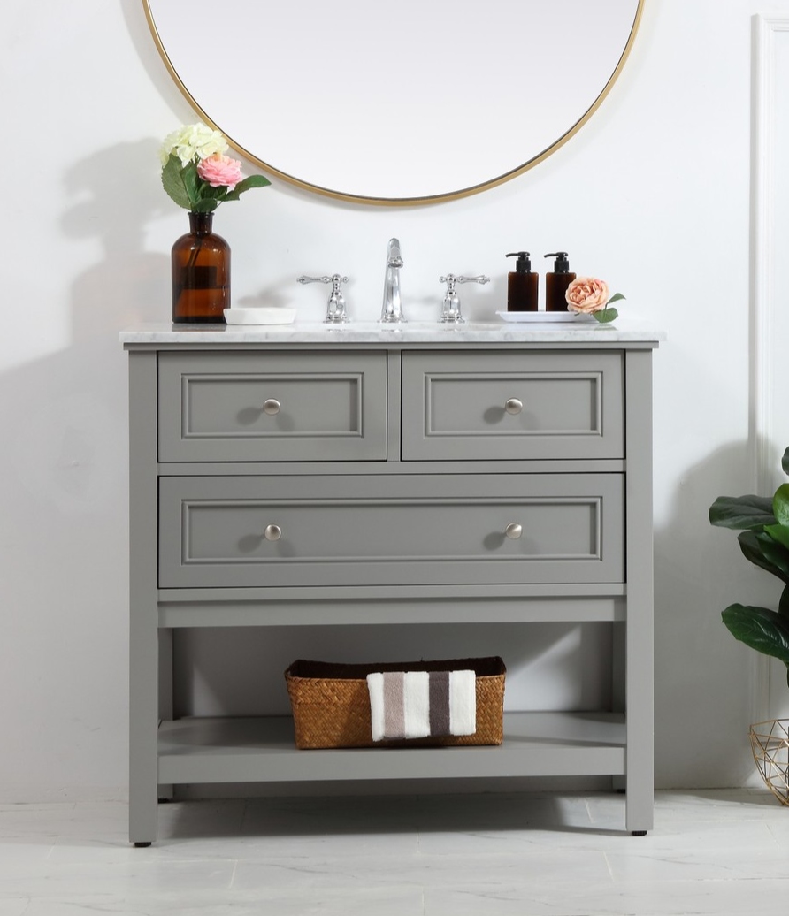 Modern Fitting 36" Single Bathroom Vanity in Grey