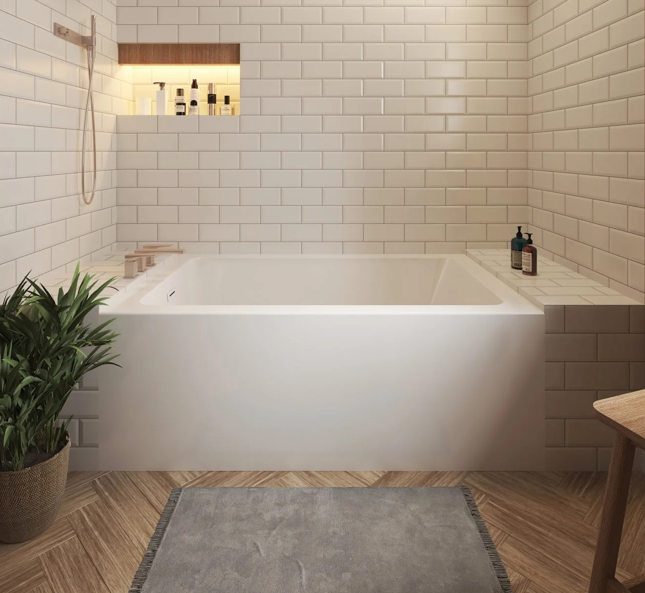 60"W x 36"D x 22"H Alcove Acrylic Bathtub No Faucet 60 inch with Drain location Option and Trim Finish Options