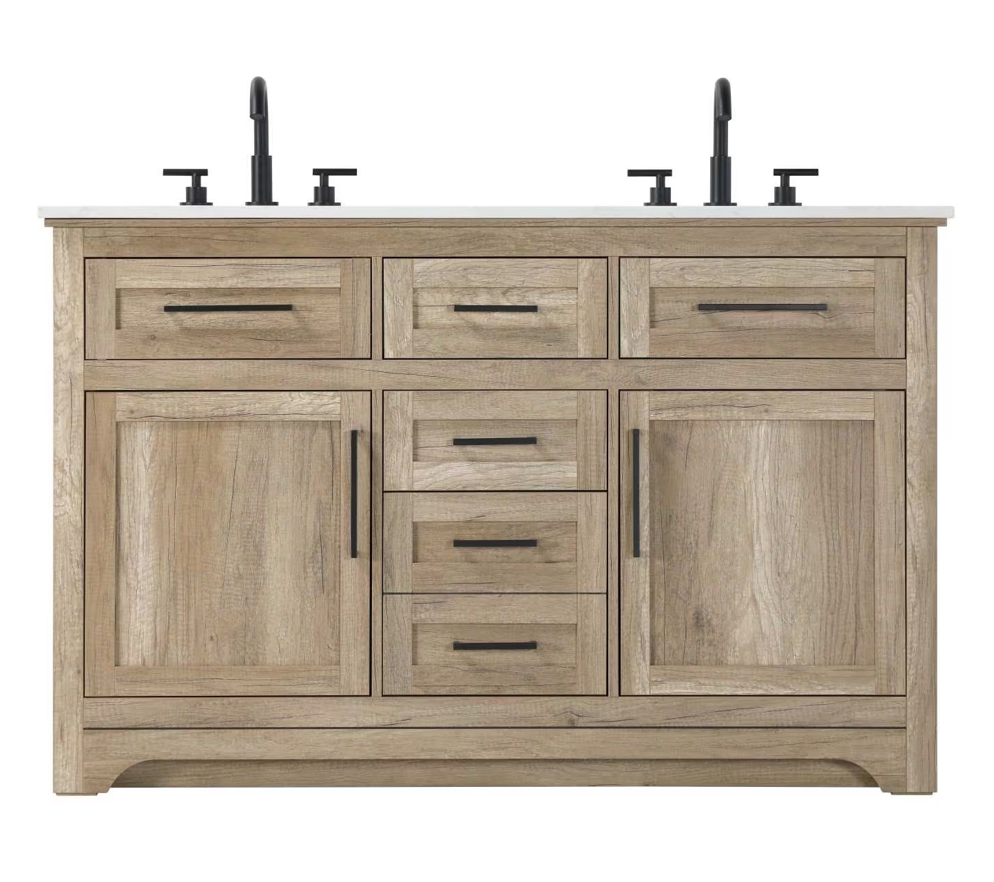 Modern Fitting 54" Double Bathroom Vanity in Natural Oak Finish