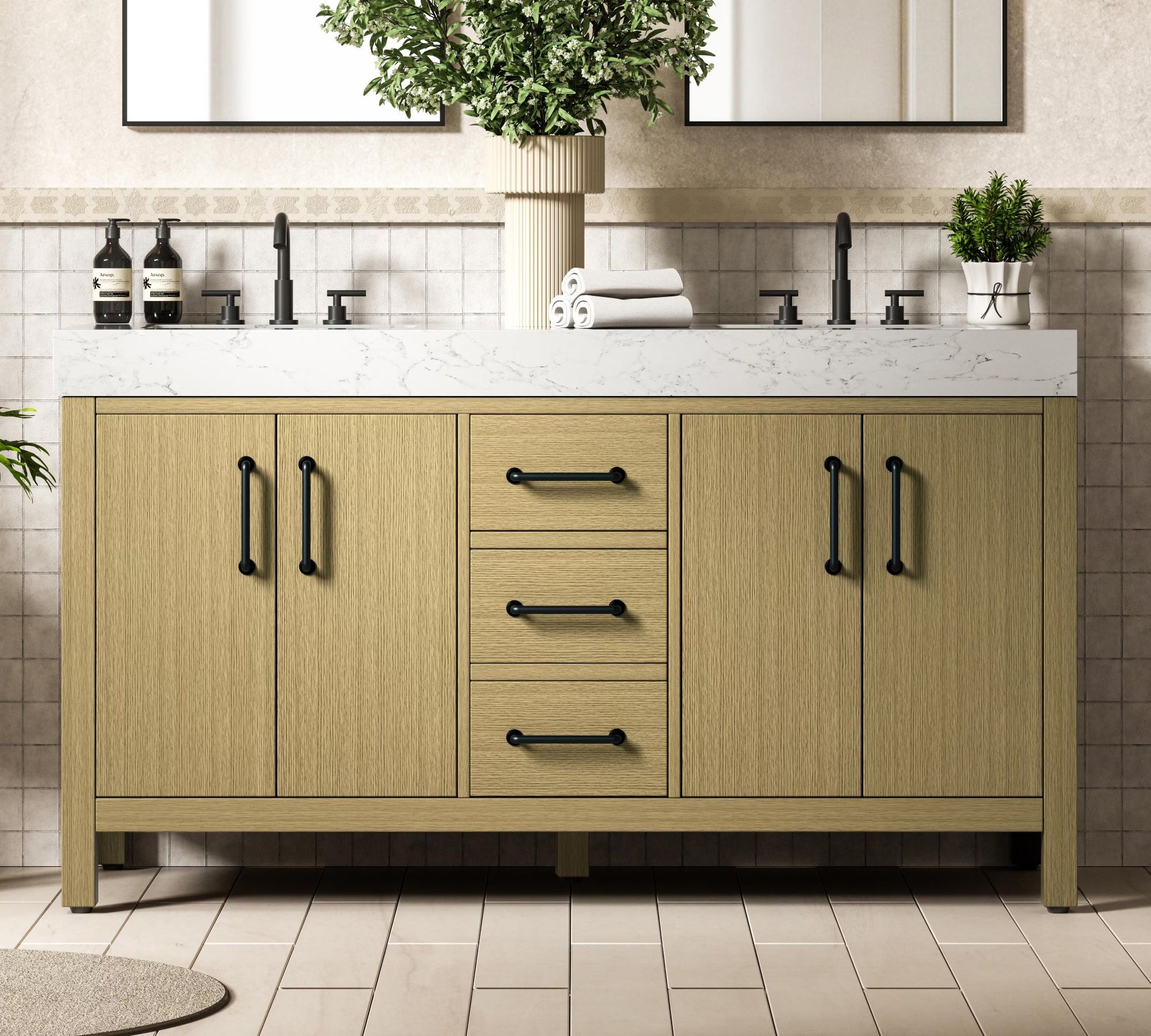 Modern Fitting 60" Transitional Single Bathroom Vanity in Mocha Brown with 4 Color Options