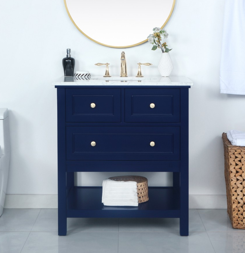 Modern Fitting 30" Single Bathroom Vanity in Blue