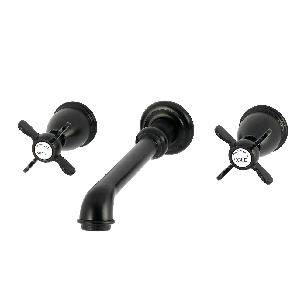 Double-Handle Wall Mount Bathroom Faucet, Matte Black with 7 Finish Options