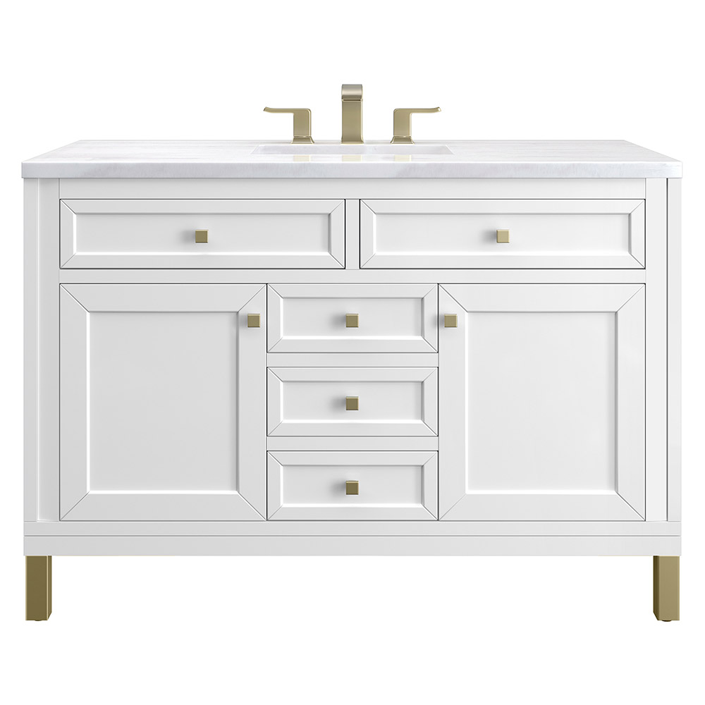 James Martin Chicago Collection 48" Single Vanity, Glossy White With Countertops Options