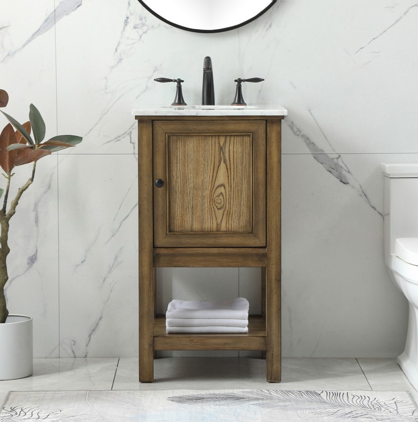 Modern Fitting 19" Single Bathroom Vanity in Driftwood Finish