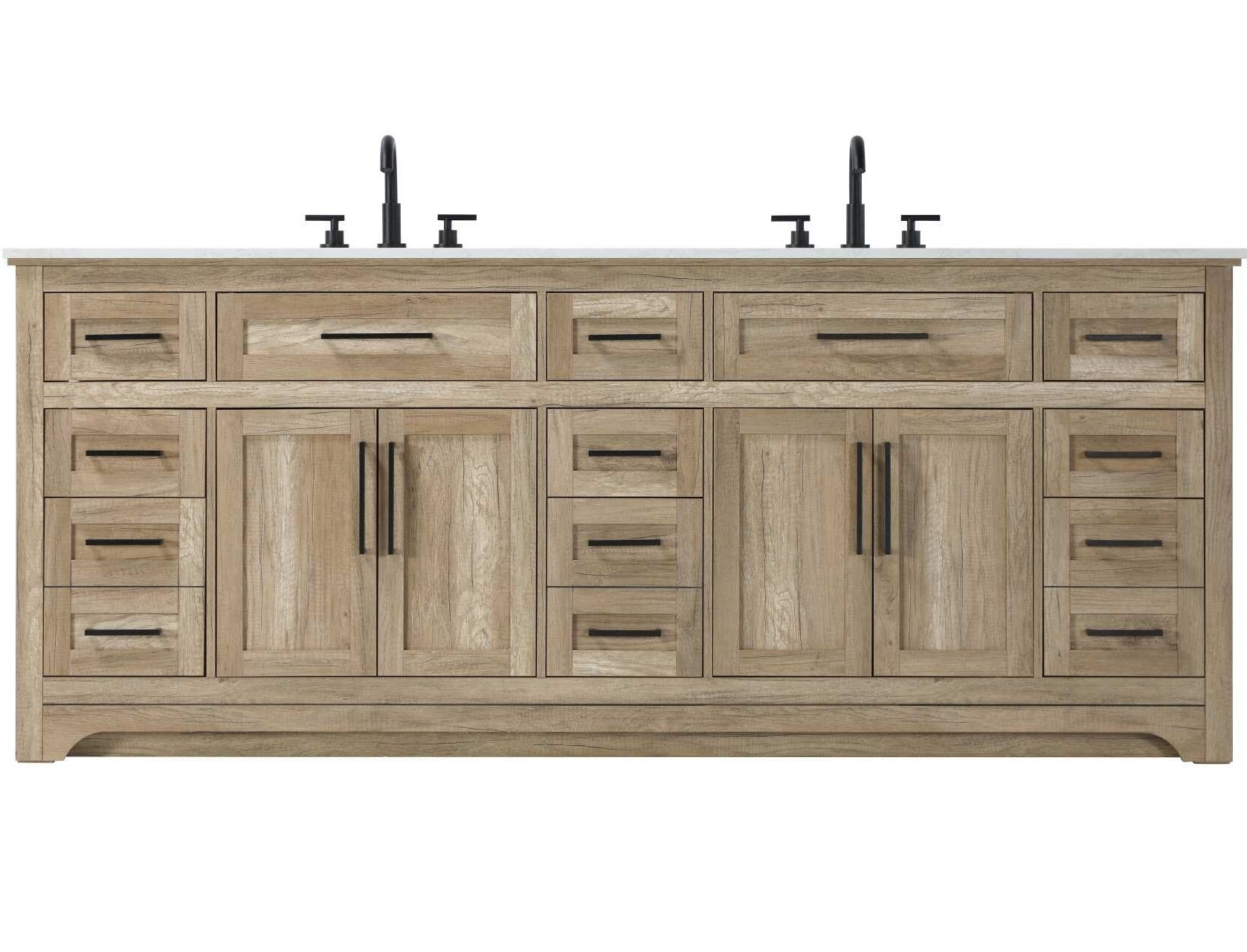 Modern Fitting 84" Double Bathroom Vanity in Natural Oak Finish