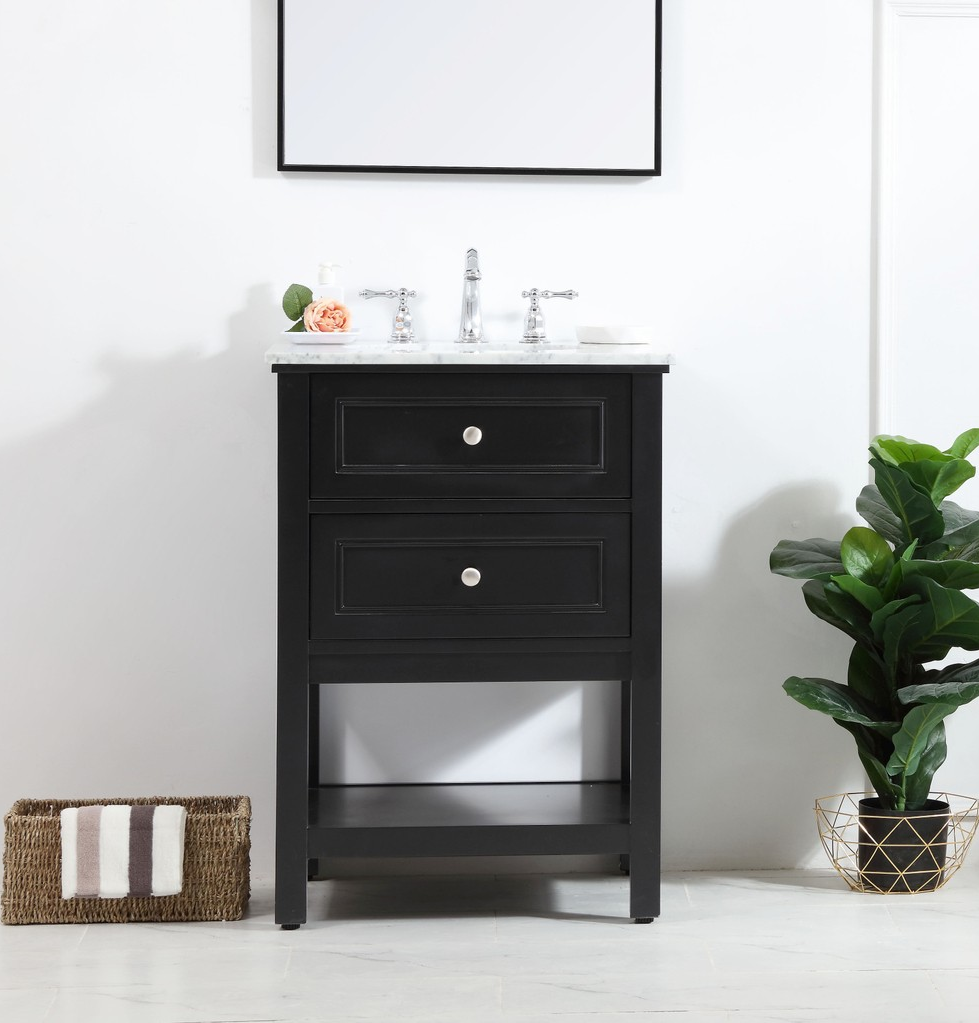 Modern Fitting 24" Single Bathroom Vanity in Black Finish 