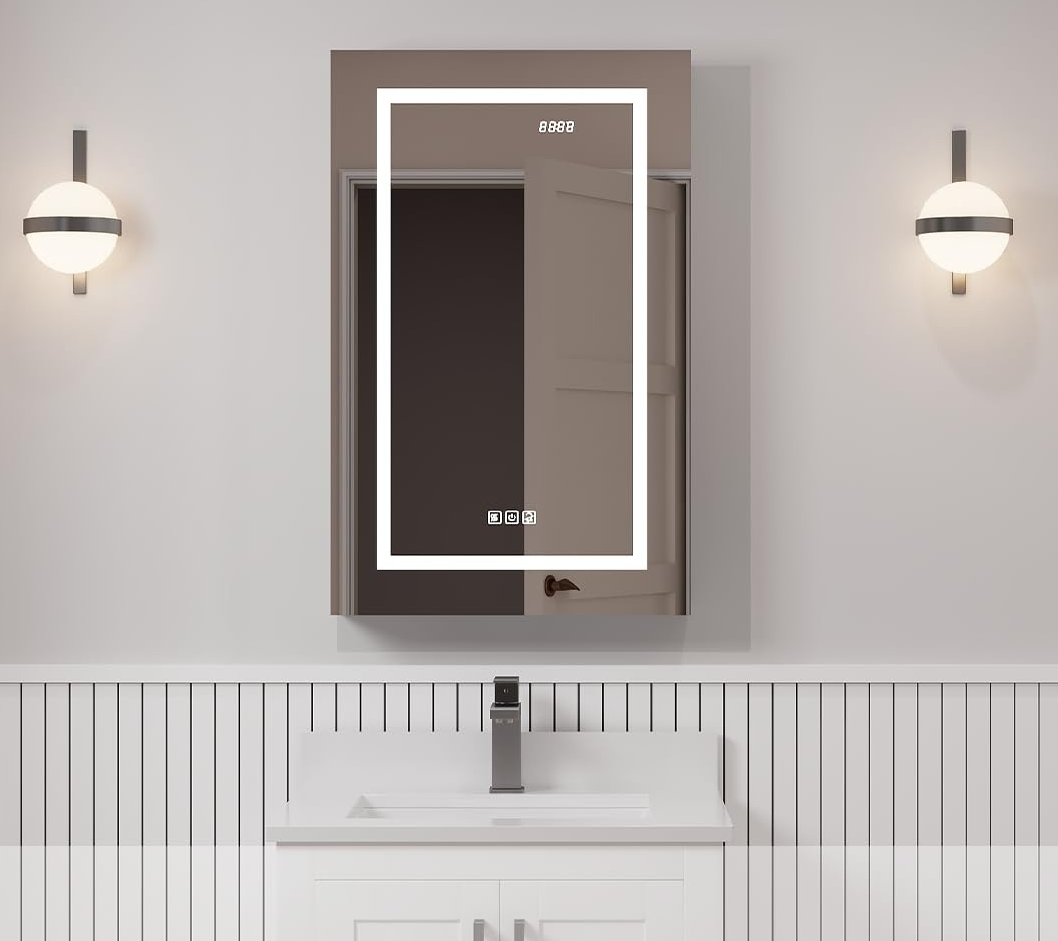 LV 20" Single Door Bathroom LED Mirror Cabinet - Left Side Door Opening