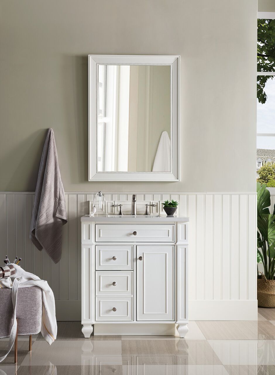 James Martin Bristol Collection 30" Single Vanity, Bright White, with Top options