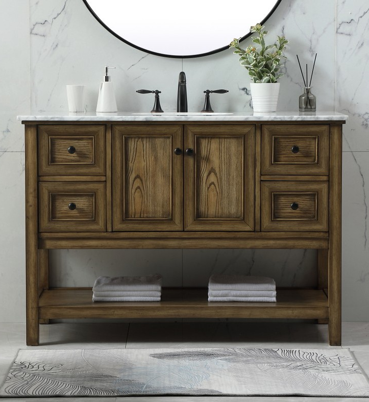 Modern Fitting 48" Single Bathroom Vanity in Driftwood Finish