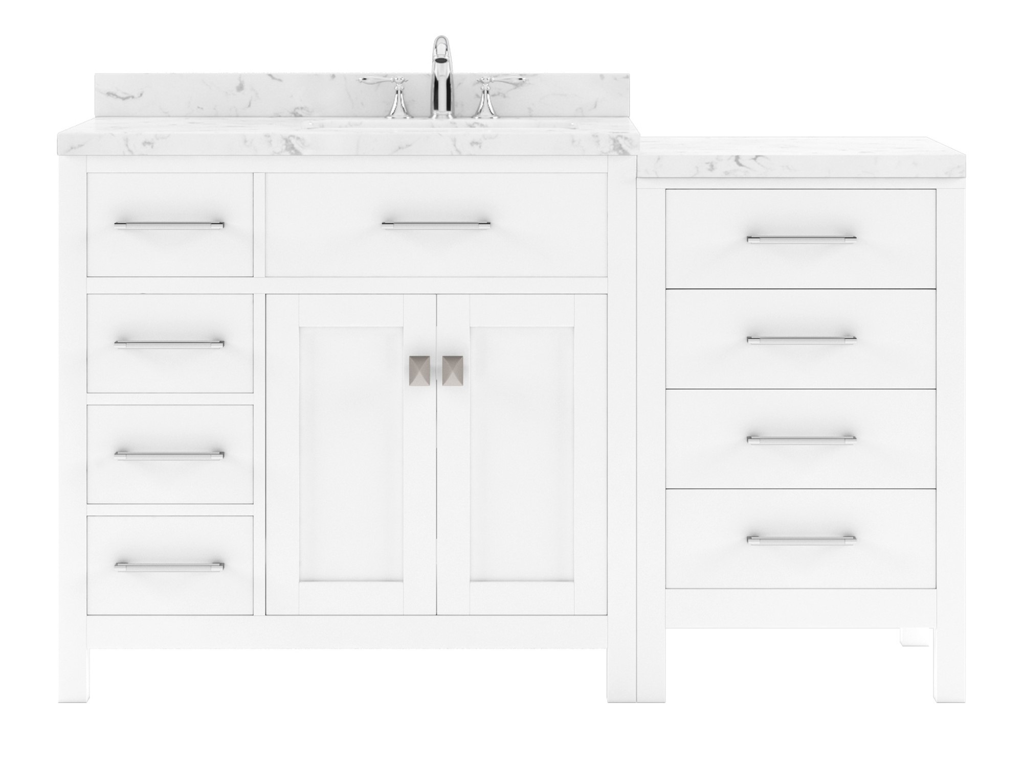 Issac Edwards Collection 57" Single Bath Vanity in White with Cultured Marble Quartz Top and Round Sink