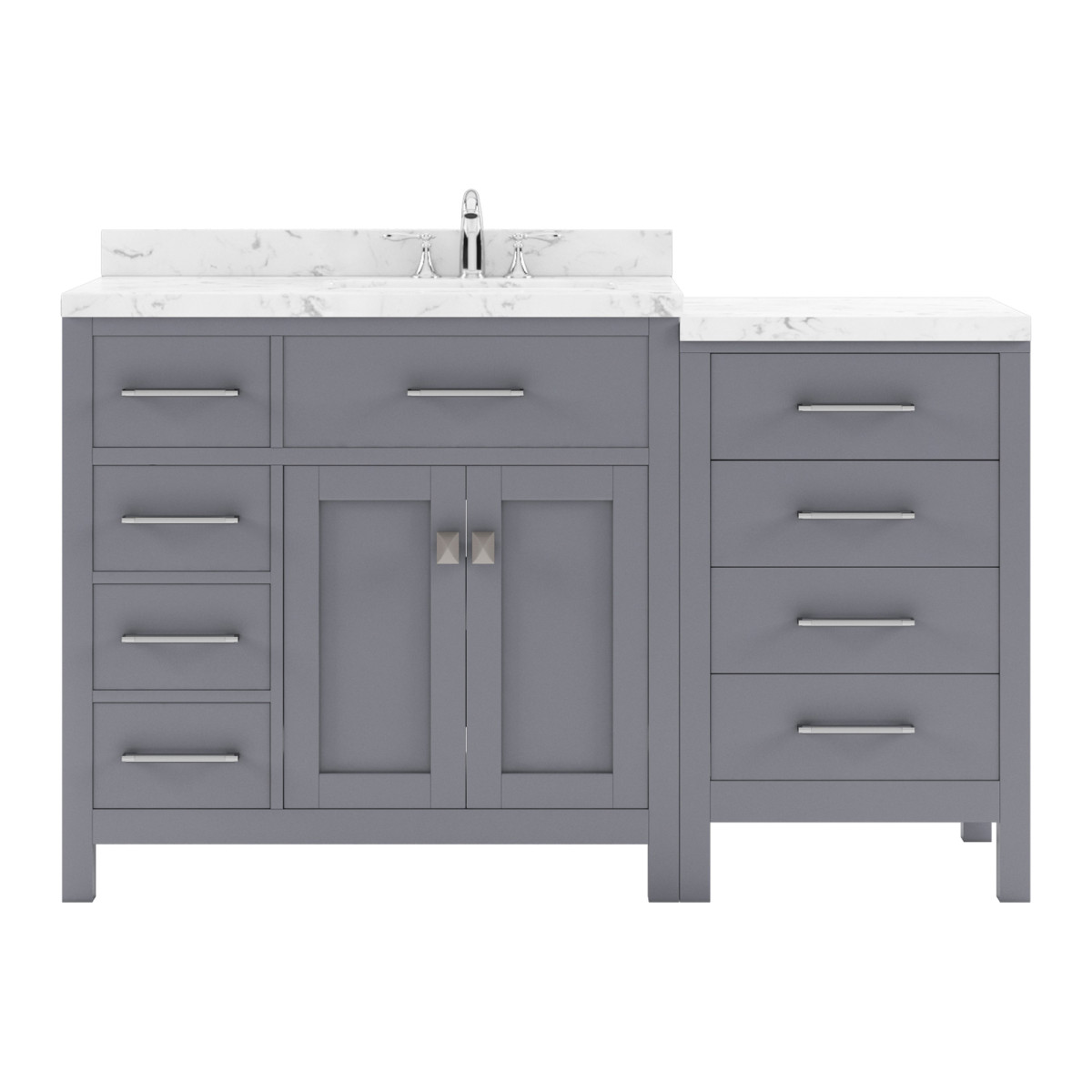 Issac Edwards Collection 57" Single Bath Vanity in Gray with Cultured Marble Quartz Top and Square Sink